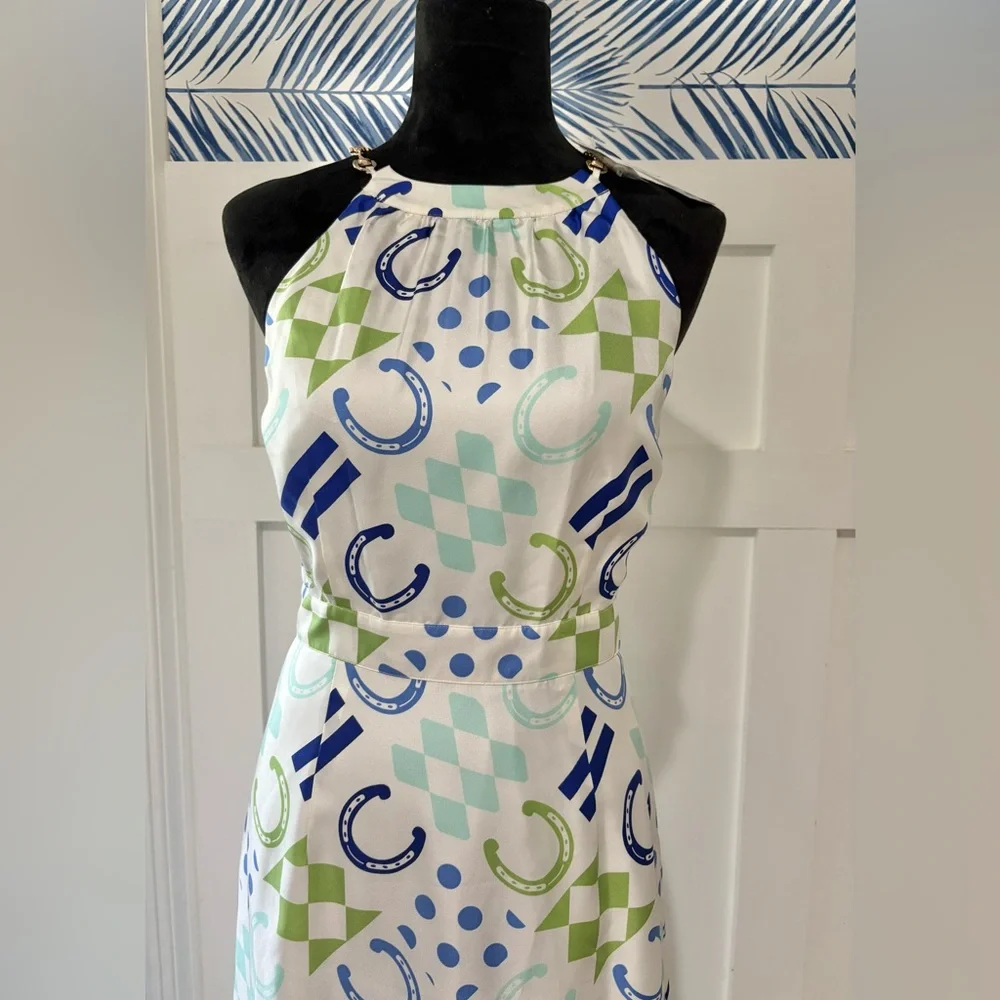 * NEW * 🏇 Vineyard Vines Horseshoe Patchwork Lined Kentucky Derby Dress Size 2 - Picture 9 of 16